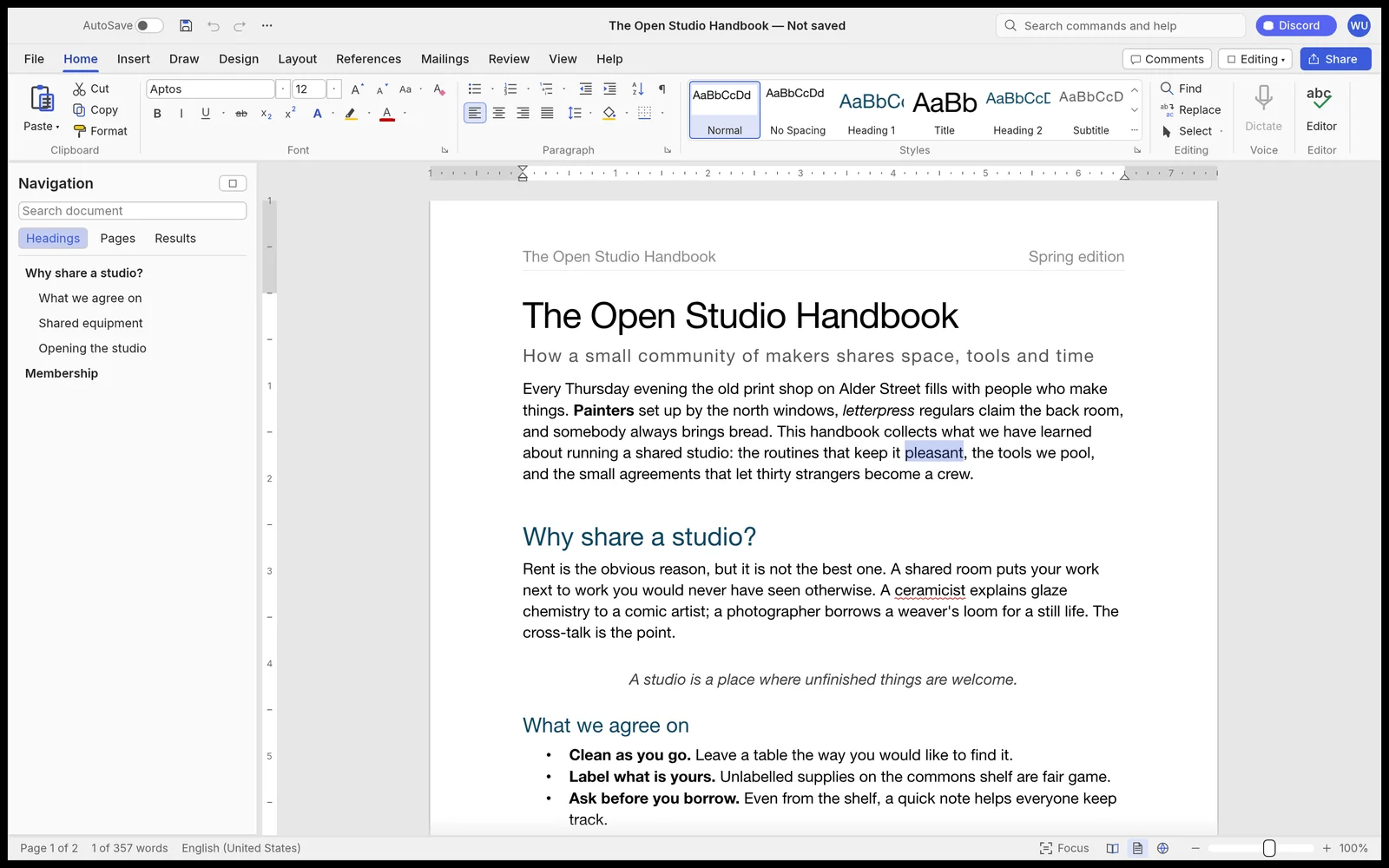 WordCraft official Craft Apps workspace preview