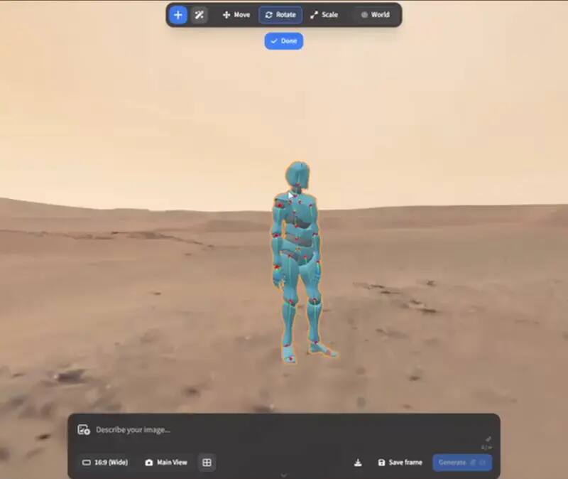 ArtCraft character posing workflow preview with a subject and scene controls